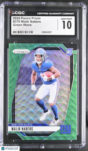 2024 Panini Prizm Malik Nabers Green Wave Rookie #370 CGC 10 New York Giants