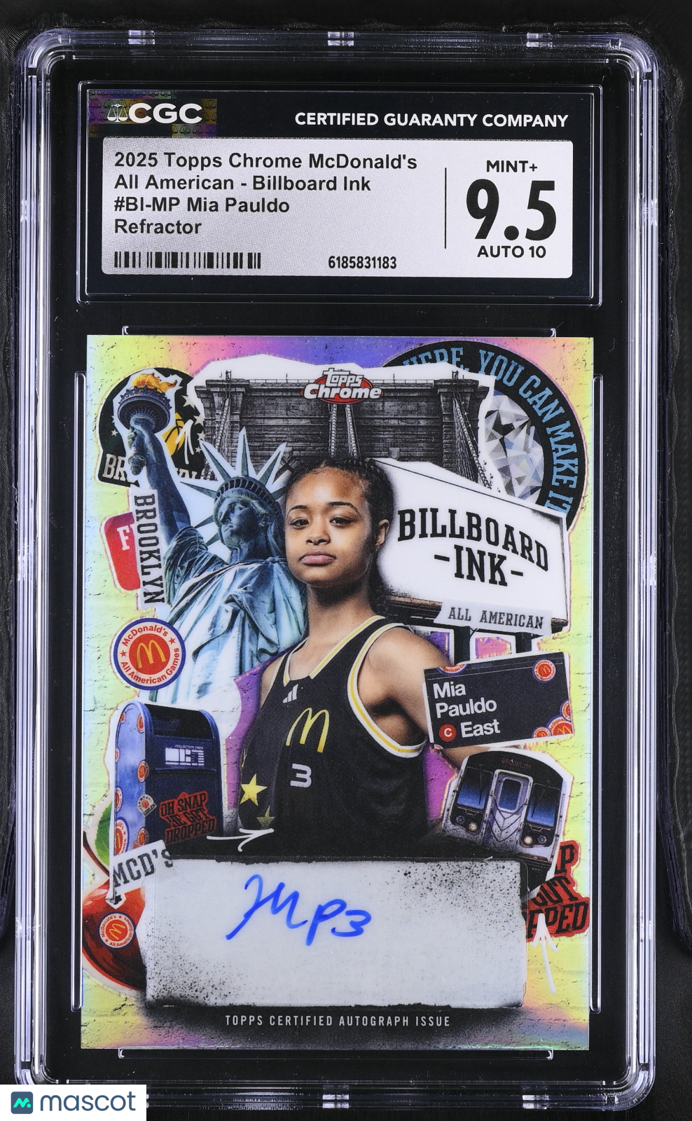 2025 Topps Chrome Mcdonald's Mia Pauldo Refractor Billboard Ink #BI-MP CGC 9.5