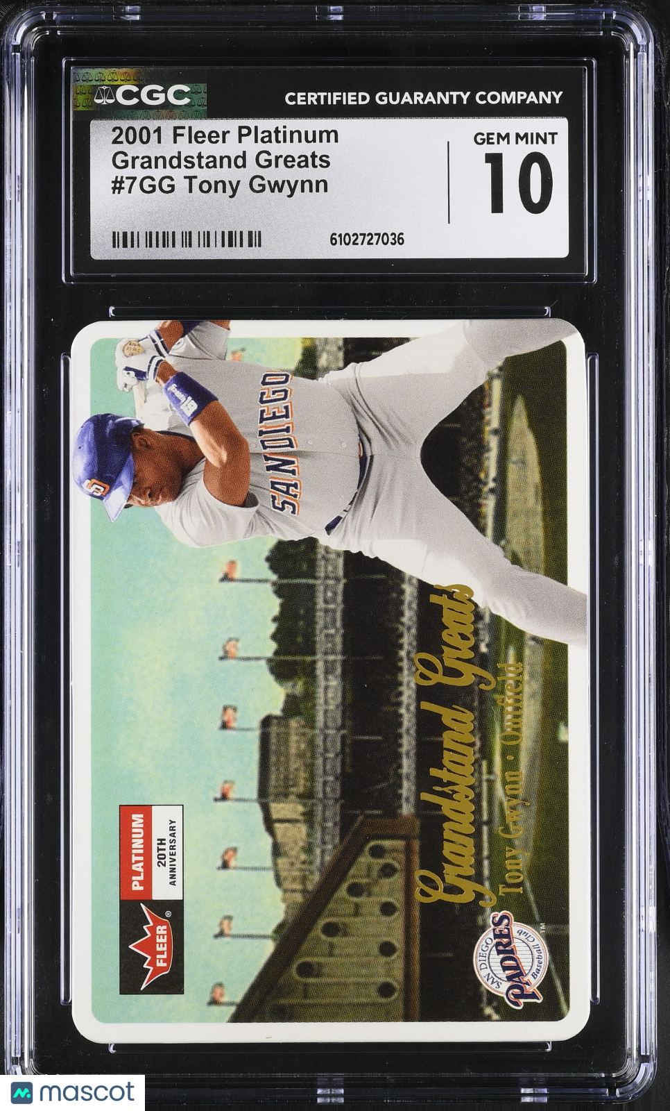 2001 Fleer Platinum Tony Gwynn Grandstand Greats #7GG CGC 10 San Diego Padres