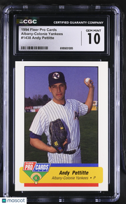 1994 Fleer Pro Cards Andy Pettitte Rookie Albany-Colonie Yankees #1438 CGC 10