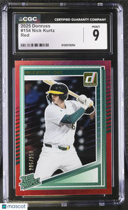 2025 Donruss Nick Kurtz Red /250 Rookie #154 CGC 9 Oakland Athletics