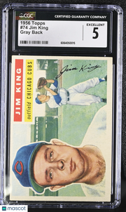 1956 Topps Jim King Gray Back #74 CGC 5