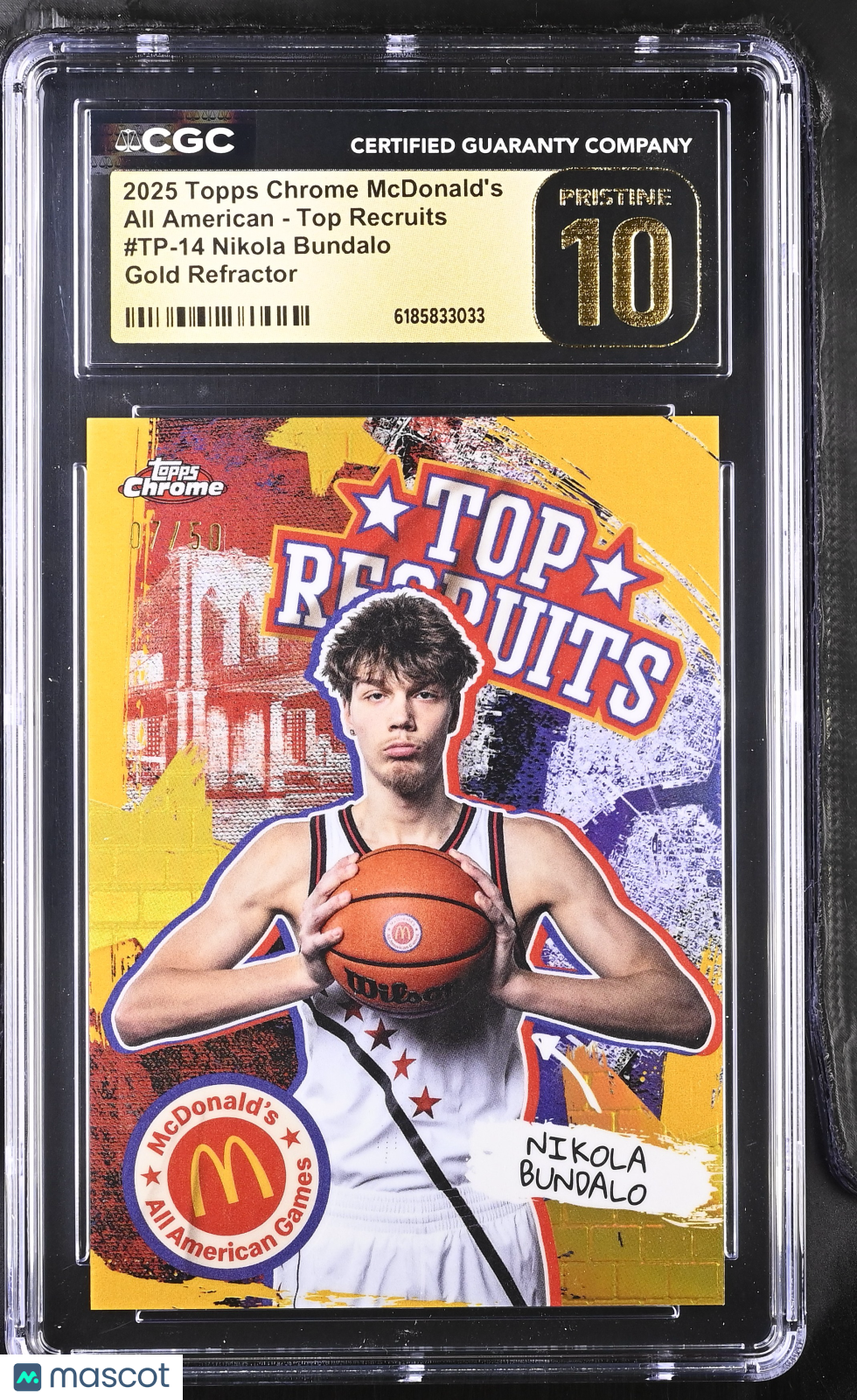 2025 Topps Chrome Mcdonald's Nikola Bundalo Gold /50 Rookie Top Recruits CGC 10