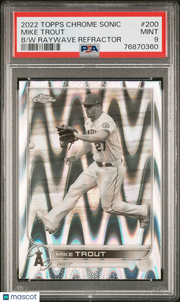2022 Topps Chrome Sonic Mike Trout B W Raywave Refractor #200 PSA 9 Angels