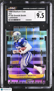 1999 Stadium Club Emmitt Smith Luminous 3X3 #T2B CGC 9.5 Dallas Cowboys