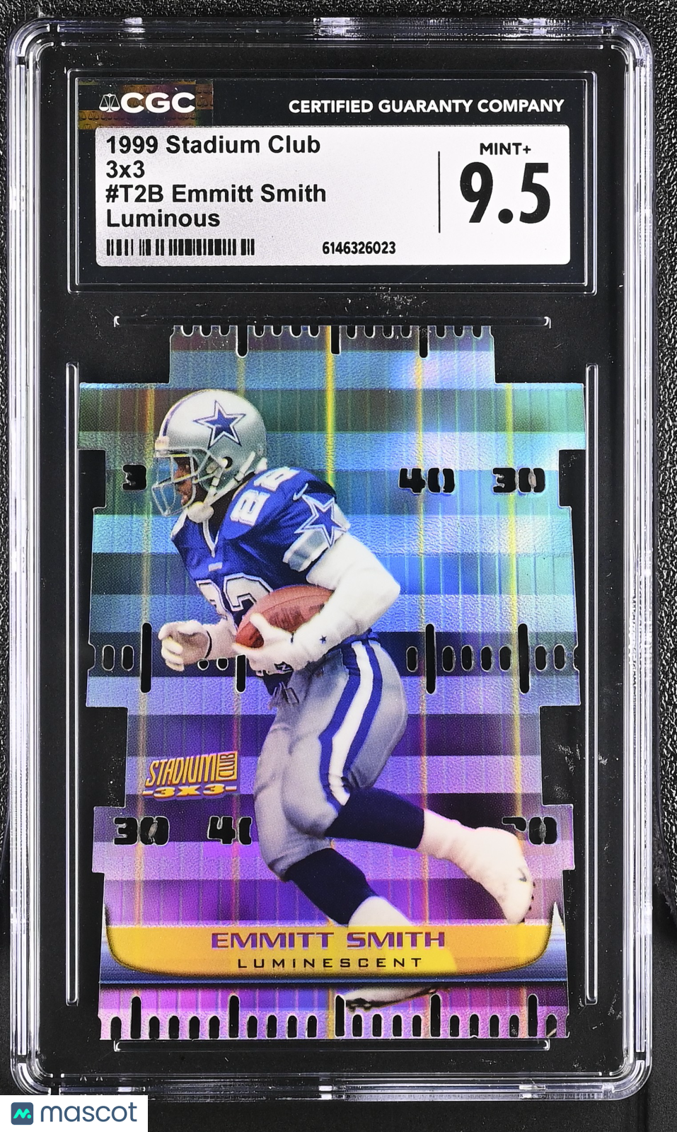 1999 Stadium Club Emmitt Smith Luminous 3X3 #T2B CGC 9.5 Dallas Cowboys