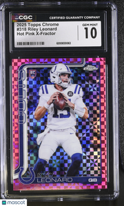 2025 Topps Chrome Riley Leonard Hot Pink X-Fractor Rookie #318 CGC 10 Colts