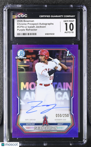 2026 Bowman Isaiah Jackson Purple /250 Rookie Chrome Auto CPA-IJ CGC 10 National