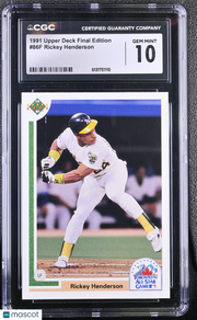 1991 Upper Deck Final Edition Rickey Henderson #86F CGC 10 Oakland Athletics