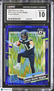 2023 Donruss Optic Jaxon Smith-Njigba Purple Shock Rookie #293 CGC 10 Seahawks