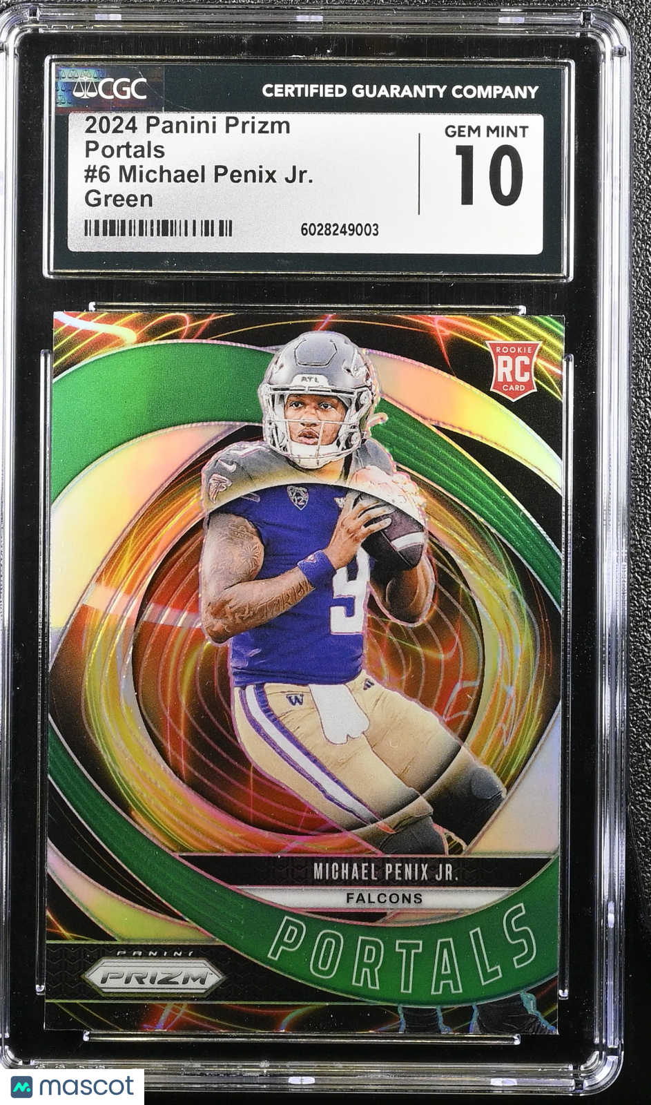 2024 Panini Prizm Michael Penix Jr. Green Rookie Portals #6 CGC 10 Falcons