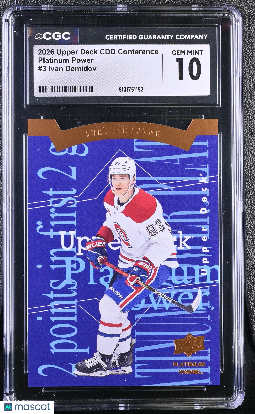 2026 Upper Deck Conference Ivan Demidov Rookie Platinum Power 3 CGC 10 Canadiens