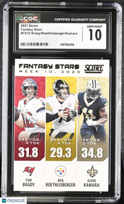 2021 Score Tom Brady Ben Roethlisberger Alvin Kamara Fantasy Stars #FS10 CGC 10