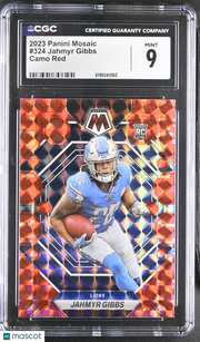 2023 Panini Mosaic Jahmyr Gibbs Camo Red Rookie #324 CGC 9 Detroit Lions