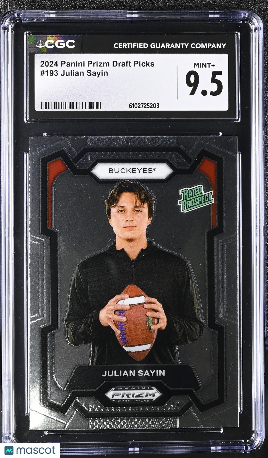 2024 Panini Prizm Draft Picks Julian Sayin Rookie #193 CGC 9.5 Ohio State