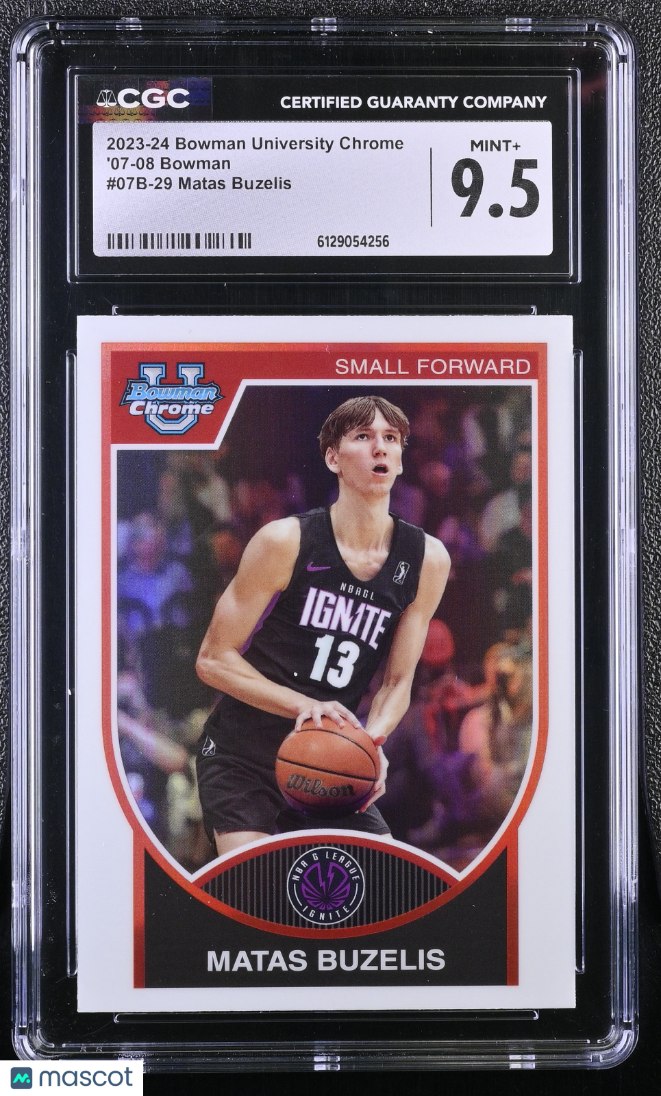 2023-24 Bowman University Chrome Matas Buzelis Rookie '07-08 #07B-29 CGC 9.5