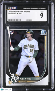2025 Bowman Chrome Nick Kurtz Rookie #93 CGC 9 Oakland Athletics