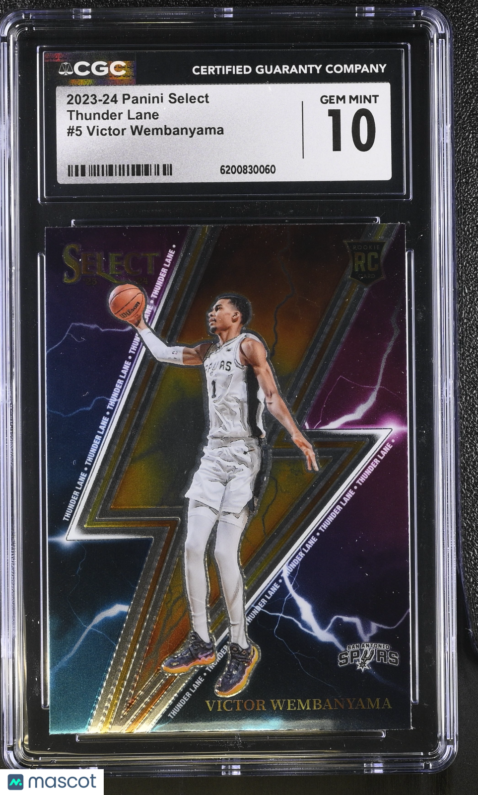 2023-24 Panini Select Victor Wembanyama Rookie Thunder Lane #5 CGC 10 Spurs