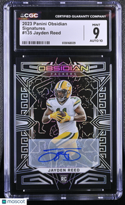 2023 Panini Obsidian Jayden Reed Rookie Signatures #135 CGC 9 Green Bay Packers