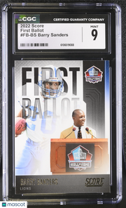 2022 Score Barry Sanders First Ballot #FB-BS CGC 9 Detroit Lions