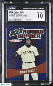 2002 Topps Total Barry Bonds Award Winners #AW28 CGC 10 San Francisco Giants