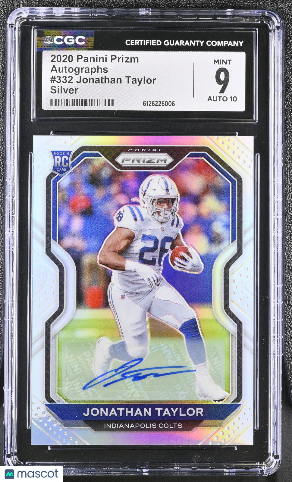 2020 Panini Prizm Jonathan Taylor Silver Rookie Autographs #332 CGC 9 Colts
