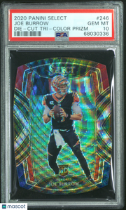 2020 Panini Select Joe Burrow Die Cut Tri Color Prizm Rookie #246 PSA 10 Bengals