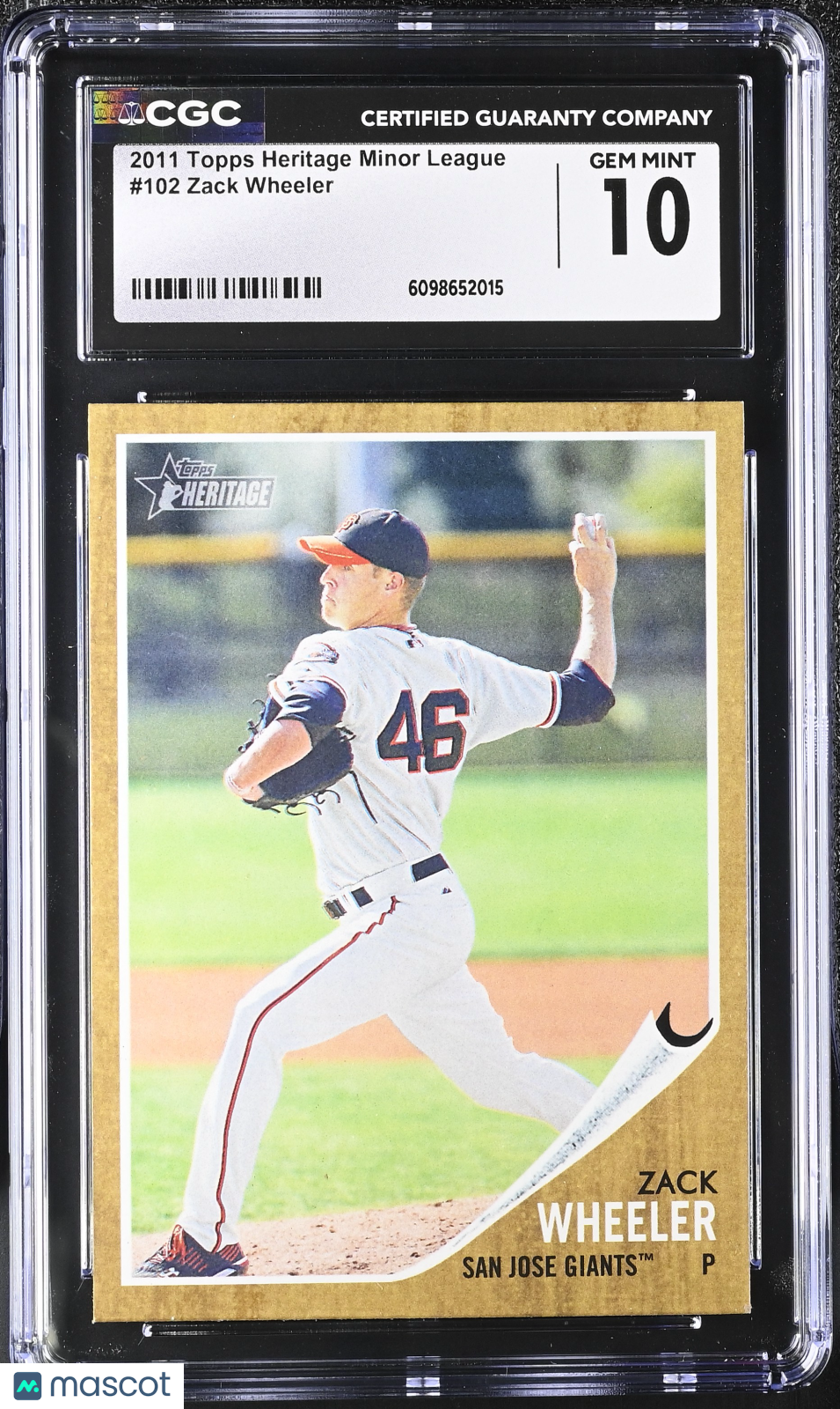 2011 Topps Heritage Minor League Zack Wheeler Rookie #102 CGC 10 San Jose Giants