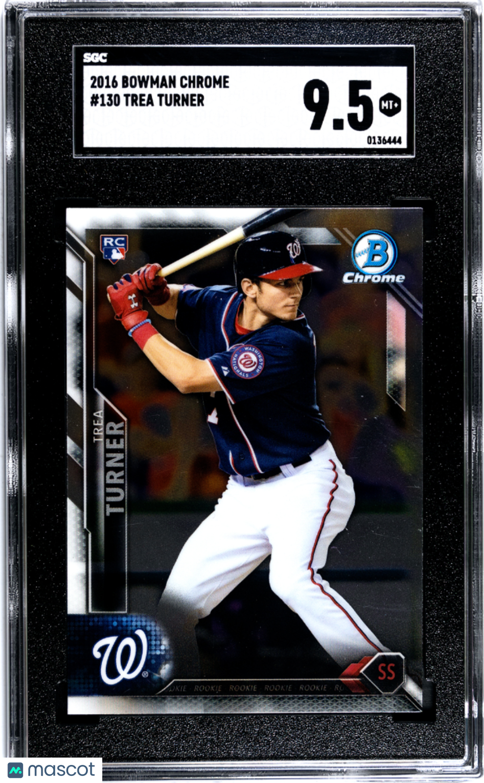 2016 Bowman Chrome Trea Turner Rookie #130 SGC 9.5 Washington Nationals