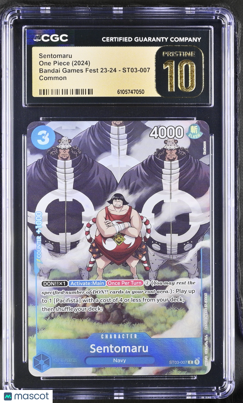 2024 One Piece Bandai Games Fest 23-24 Sentomaru CGC 10 #ST03-007