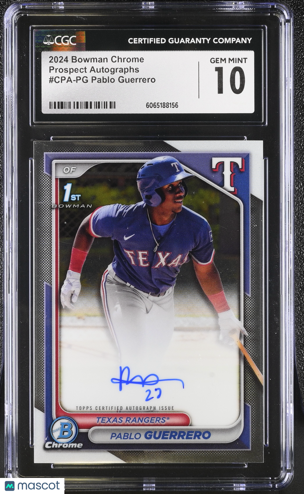 2024 Bowman Chrome Pablo Guerrero Rookie Prospect Auto #CPA-PG CGC 10 Rangers