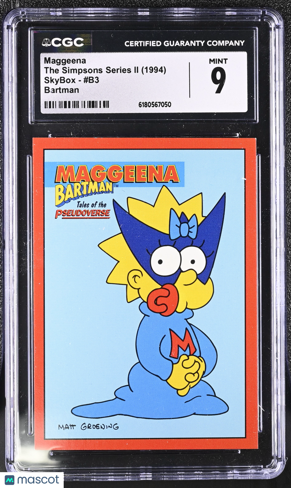 1994 Skybox The Simpsons Series II Maggeena #B3 Bartman CGC 9