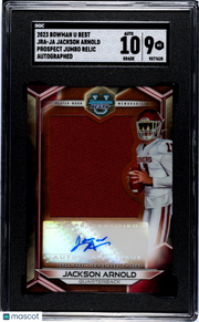 2023 Bowman U Best Jackson Arnold Jumbo Relic Auto Rookie #JRA-JA SGC 9 Oklahoma