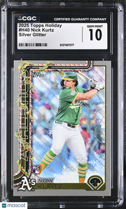 2025 Topps Holiday Nick Kurtz Silver Glitter Rookie #H40 CGC 10 Athletics