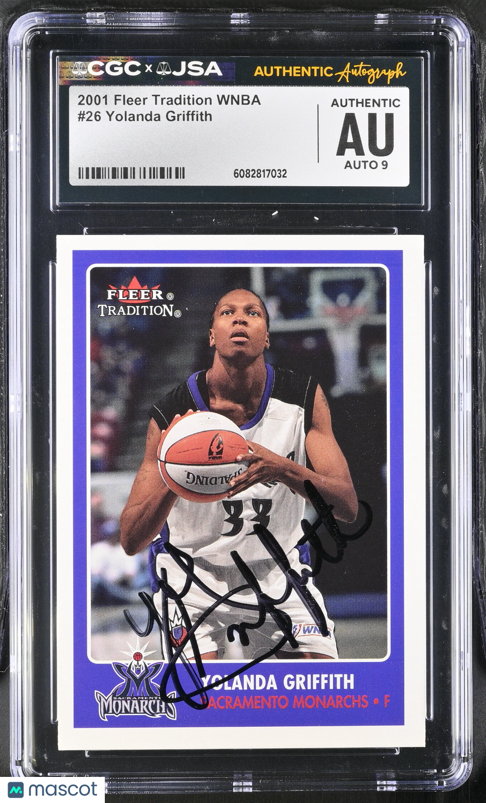 2001 Fleer Tradition WNBA Yolanda Griffith Auto Autograph CGC Authentic Monarchs