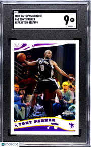 2005 Topps Chrome Tony Parker #65 Refractor 999 SGC 9