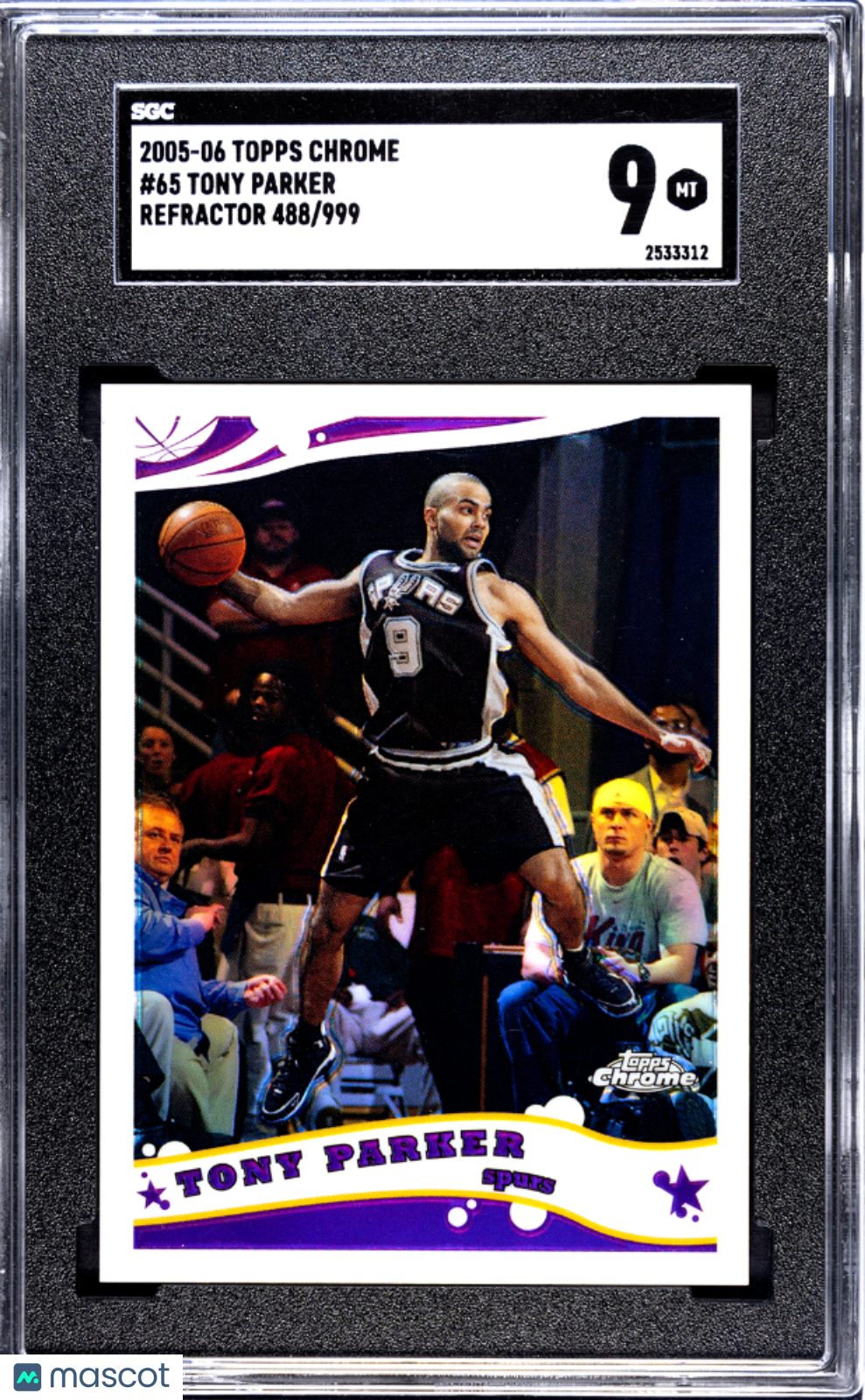 2005 Topps Chrome Tony Parker #65 Refractor 999 SGC 9