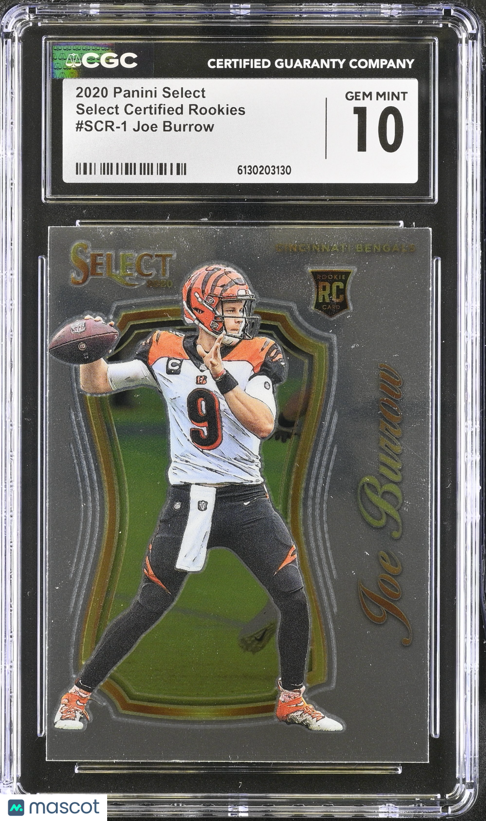 2020 Panini Select Joe Burrow Rookie Select Certified #SCR-1 CGC 10 Bengals