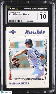 1996 Score Mariano Rivera Rookie #225 CGC 10 New York Yankees