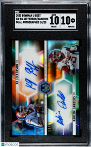 2023 Bowman U Best KJ Jefferson Sanders Dual Auto /25 Rookie SGC 10 Arkansas