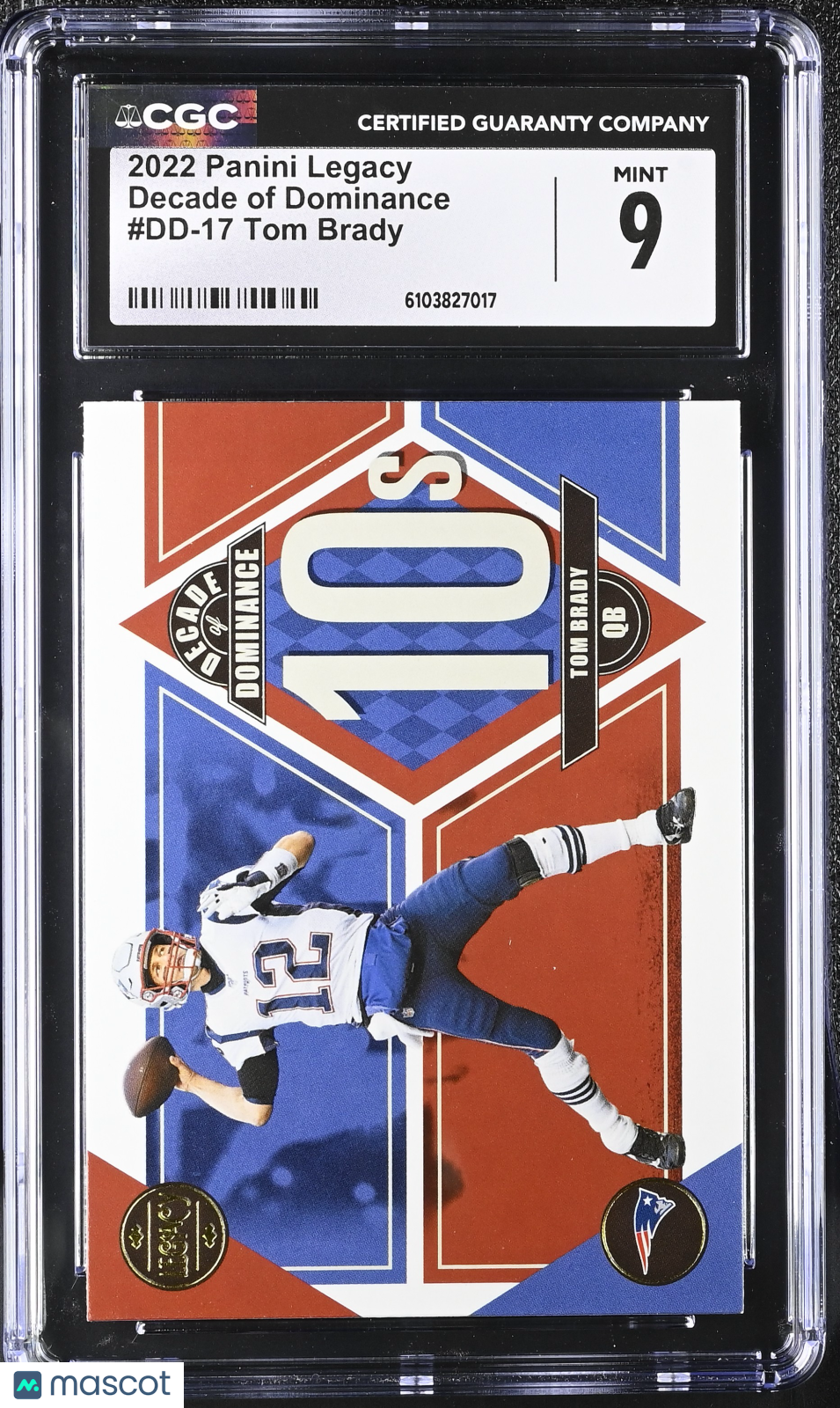 2022 Panini Legacy Tom Brady Decade of Dominance #DD-17 CGC 9 Patriots
