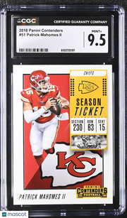 2018 Panini Contenders Patrick Mahomes II #51 CGC 9.5 Kansas City Chiefs