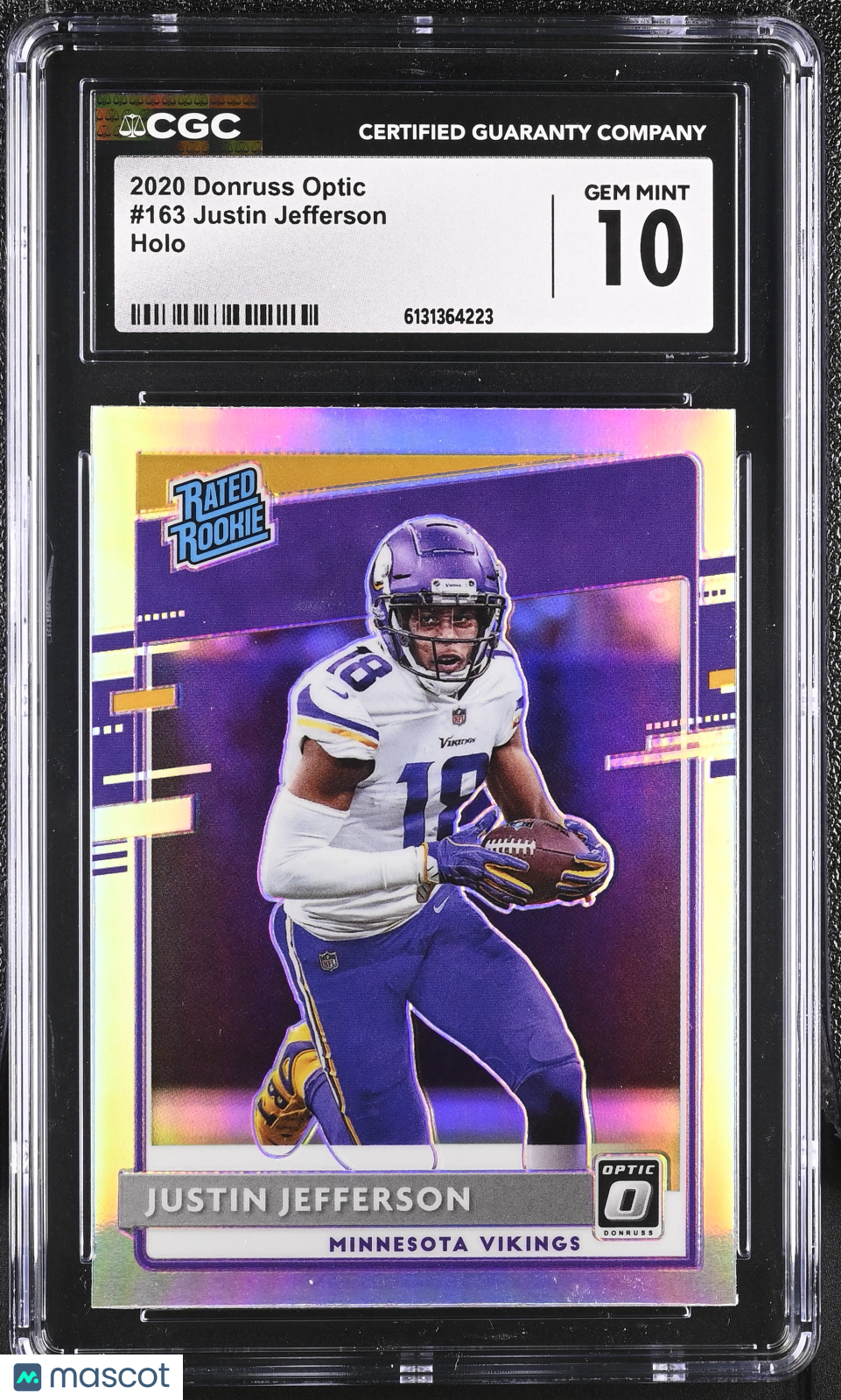 2020 Donruss Optic Justin Jefferson Holo Rookie #163 CGC 10 Minnesota Vikings