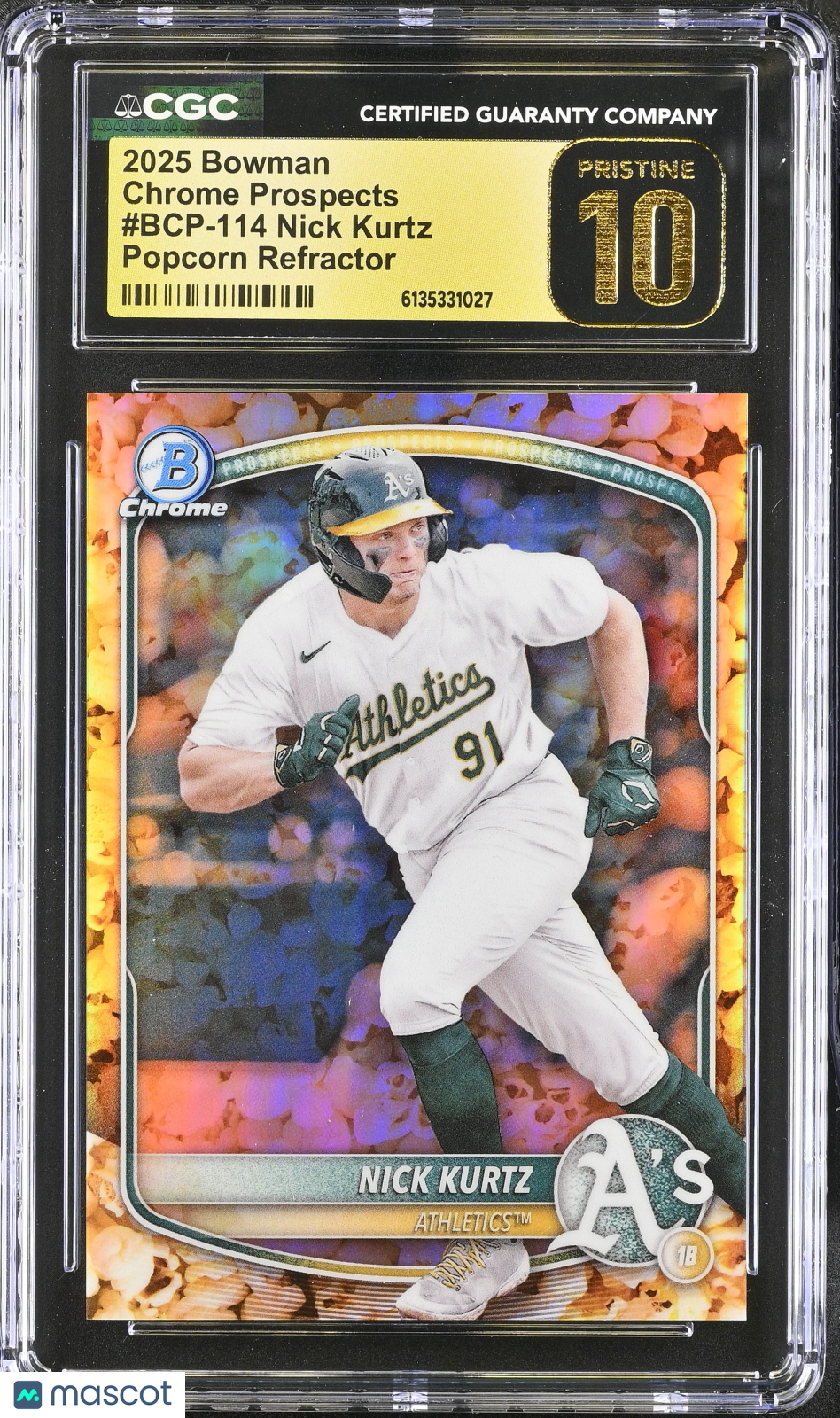 2025 Bowman Nick Kurtz Popcorn Refractor Rookie Chrome #BCP-114 CGC 10 Pristine
