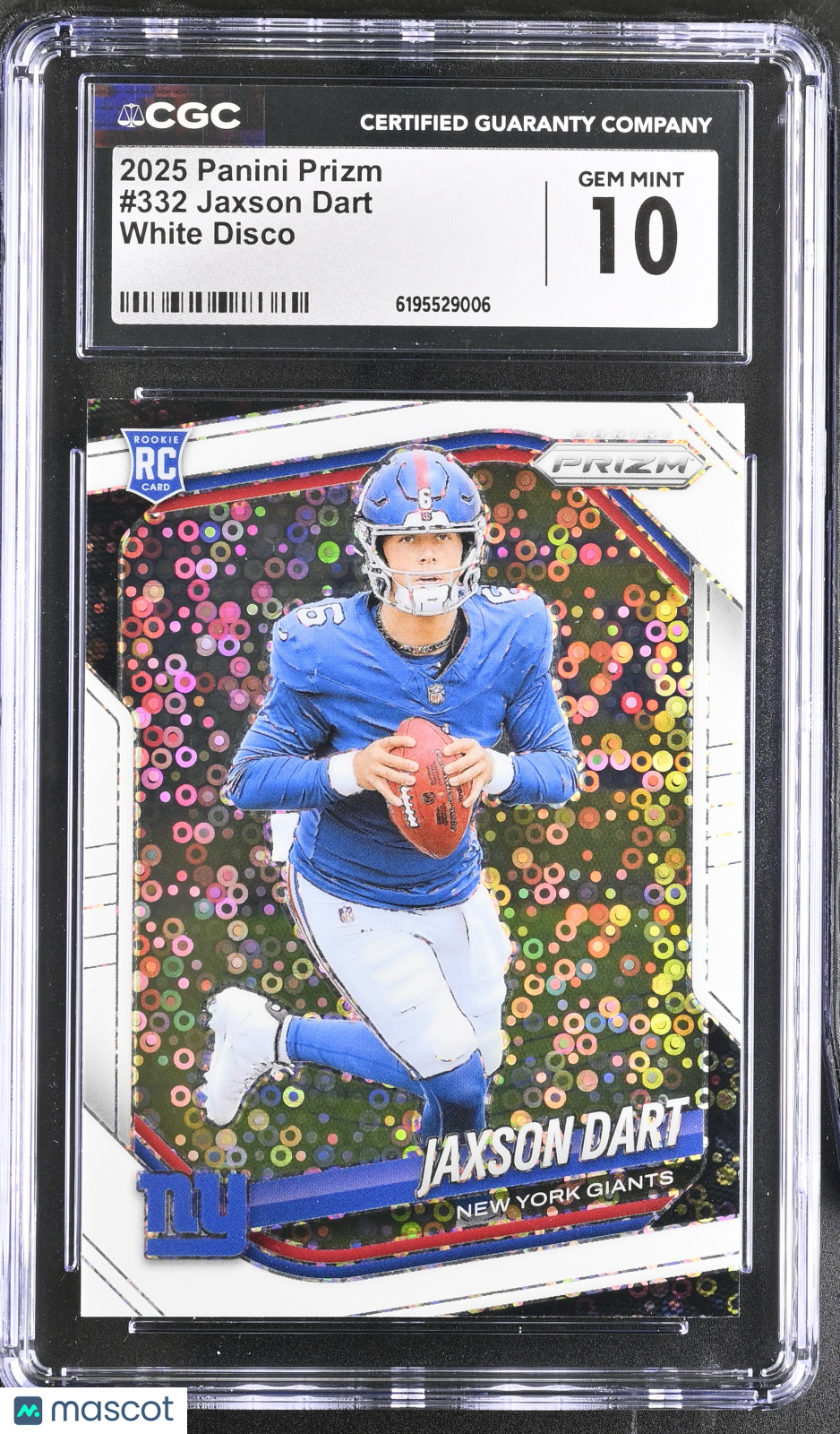 2025 Panini Prizm Jaxson Dart White Disco Rookie #332 CGC 10 New York Giants