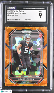 2022 Panini Prizm Drake London Orange Ice Rookie #308 CGC 9 Atlanta Falcons