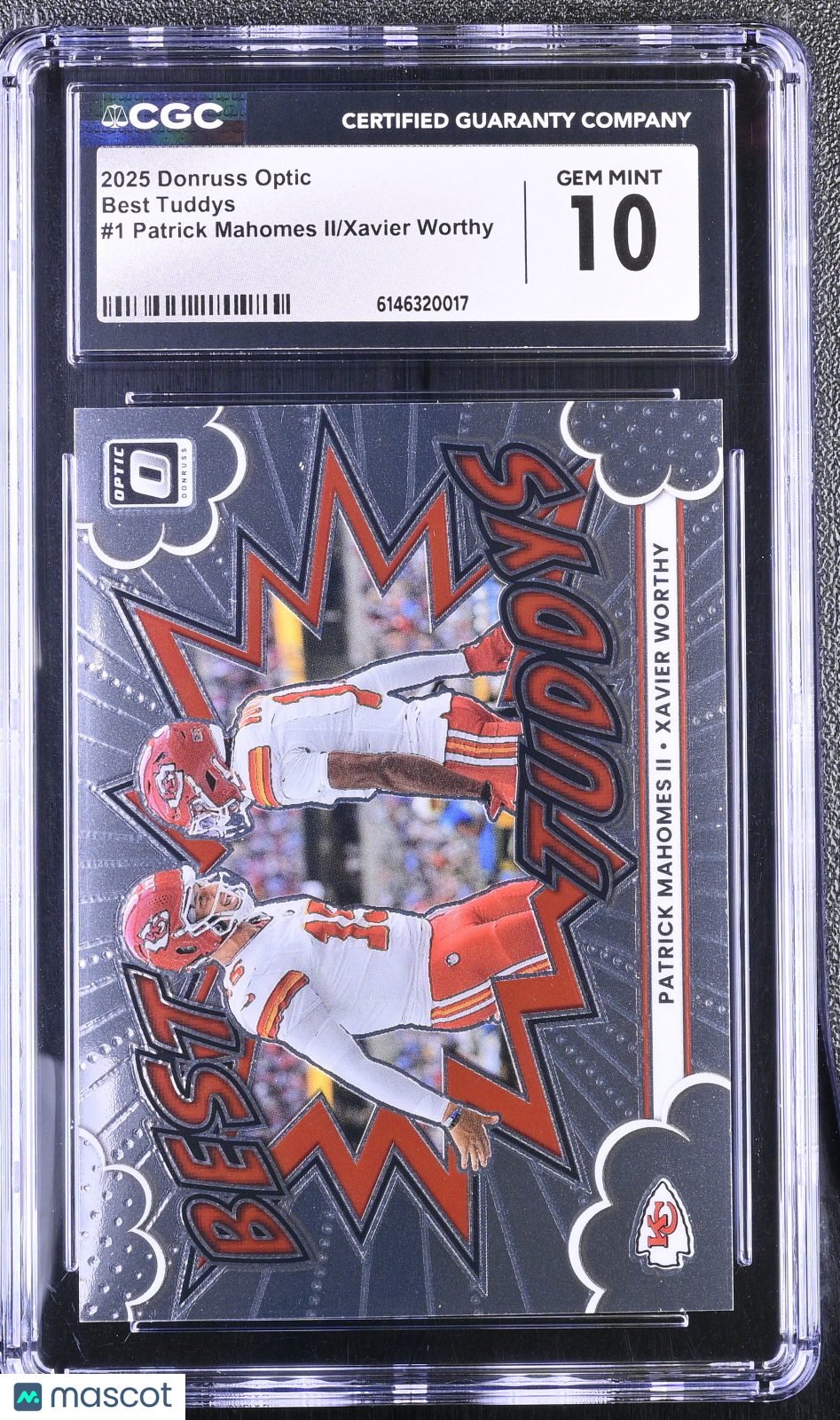 2025 Donruss Optic Patrick Mahomes II/Xavier Worthy Best Tuddys #1 CGC 10 Chiefs