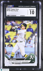2025 Topps Now Nick Kurtz Rookie #178 CGC 10 Oakland Athletics