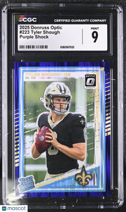 2025 Donruss Optic Tyler Shough Purple Shock Rookie #223 CGC 9 Saints