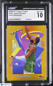 2024-25 Topps Finest Jaylen Brown Gold Refractor /15 #205 CGC 10 Boston Celtics